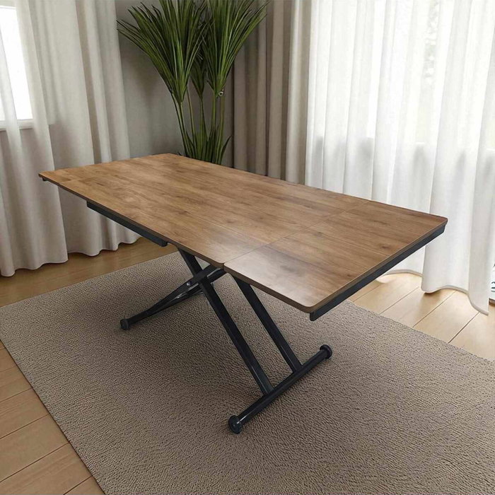 Hanah Home Mesa de Comedor Extensible Nogal y Negro